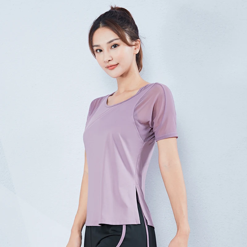 Brand 2020 Women Mesh Sports Tops Short Sleeve Yoga Shirts Loose Running Fitness T-shirts Summer Quick Dry