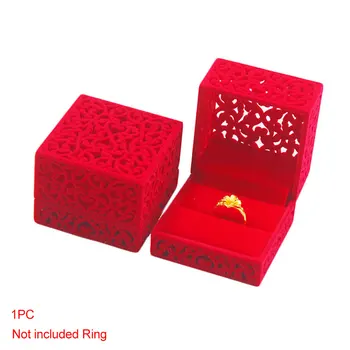 

Retail Stores Proposal Ring Box Engagement Gift Scratchproof Displaying Wedding Flocking Case Marry Anti Dust Jewelry Storage