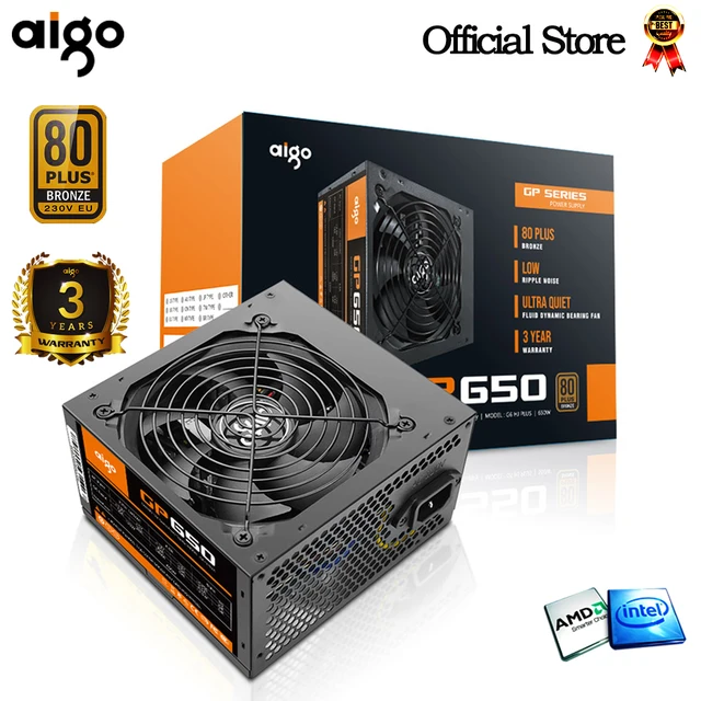 Aigo gp650 fonte Max 850W Power Supply 80plus bronze PSU PFC Silent Fan ATX 24pin 12V PC Computer Gaming PC Power Supply For BTC