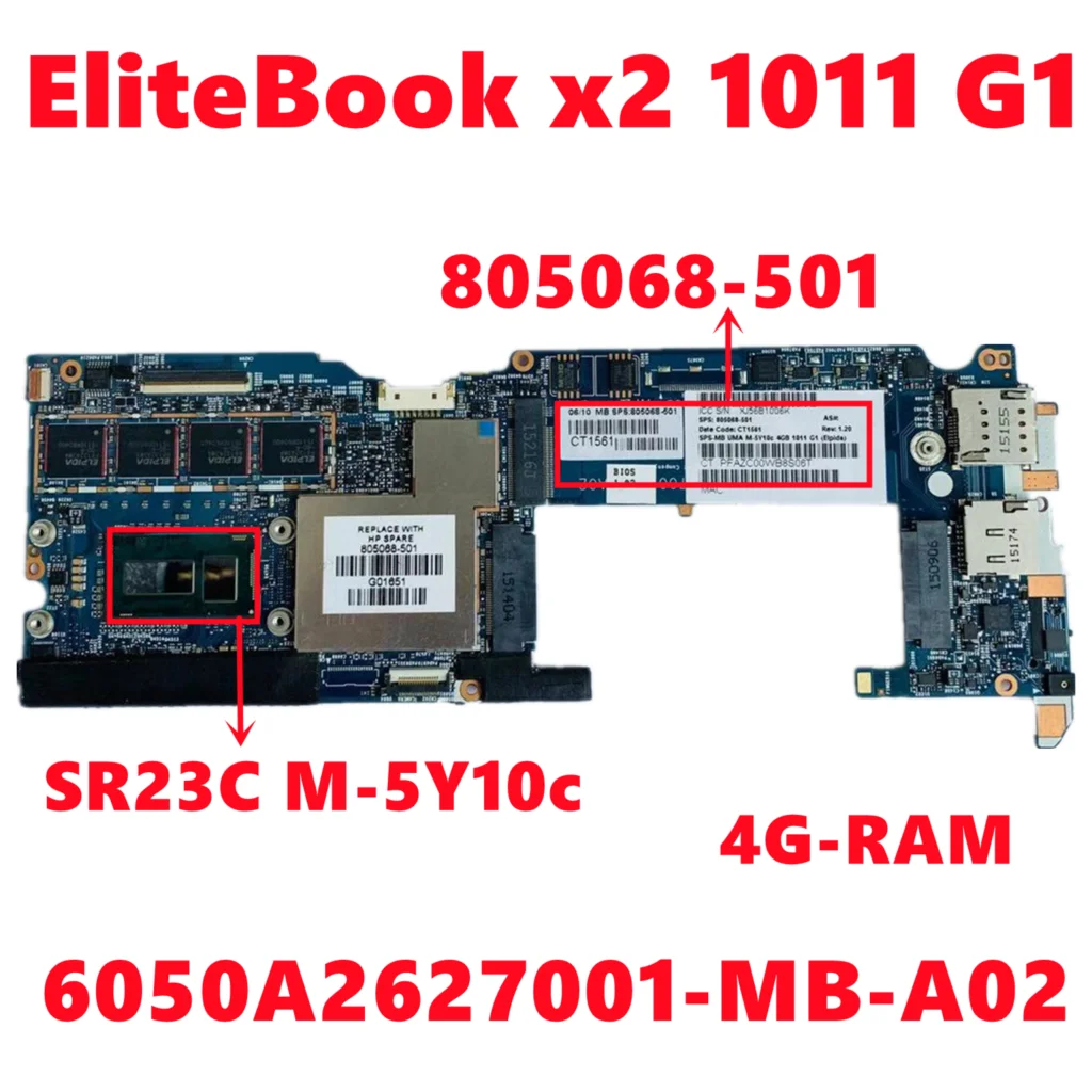 805068-001 805068-501 805068-601 для HP EliteBook x2 1011 G1 материнская плата ноутбука 6050A2627001-MB-A02 W/ M-5Y10c