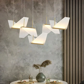 Modern Restaurant Single Head Led Chandelier Dining Room Lighting Acrylic Living Room Hanging Lamp Bedroom Bedside Indoor Lights Leather Bag