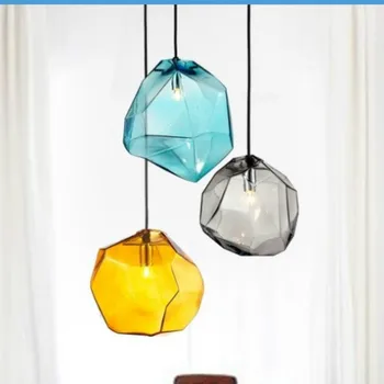 

Modern Glass Pendant Light Crystal Colorful Hanglamp LED Nordic Ice Pendant Lamp For Living Room Bedroom Kitchen Dining Room G9
