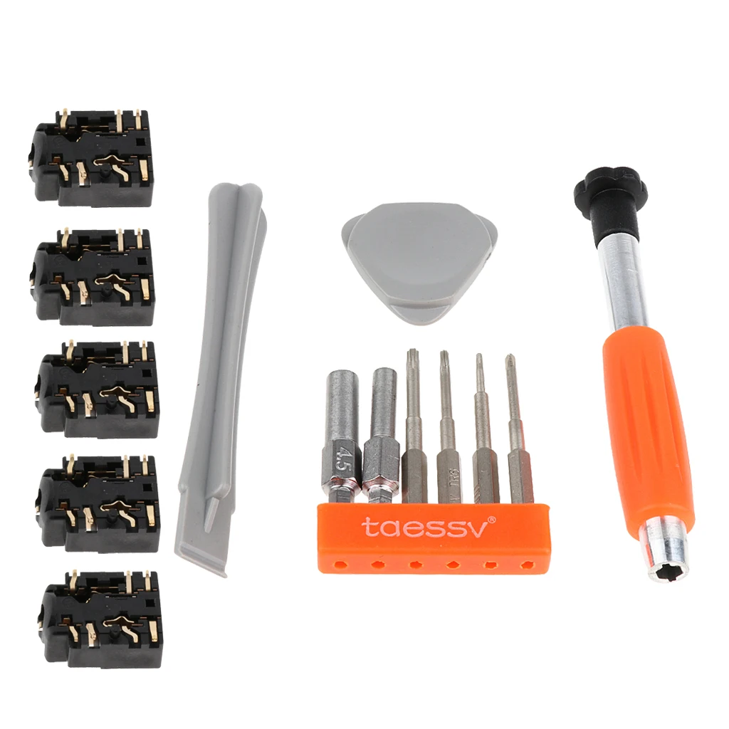 5Pcs 3.5mm Jack Headset Headphone Audio Port for Microsoft Xbox One S Controller + Screwdriver + Prying Tool