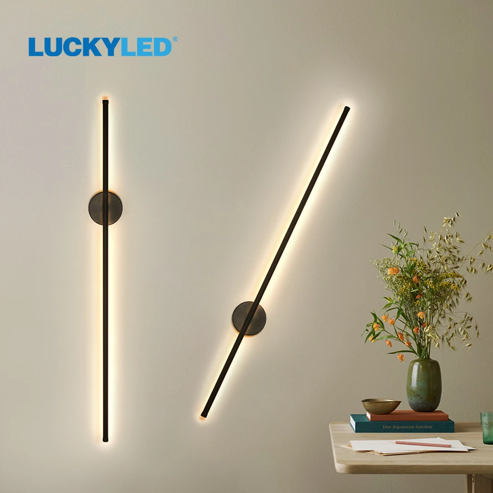LUCKYLED Simple Led Wall Light Indoor Black White 360&deg; Rotatable Wall Lamp for Living Room Bedroom Bedside Light Sconce