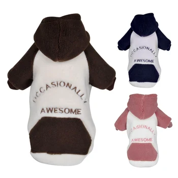 

Pet Winter Warm Clothes Dog Cat Soft Fleece Hoodie Coat with Letters Puppy Long Sleeve Jacket Clothing For Small Dogs AXIR