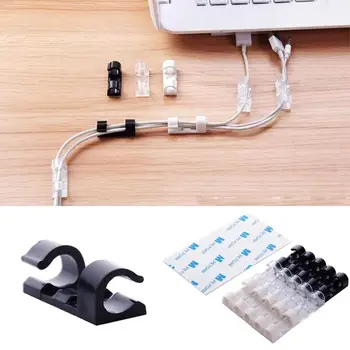 

Holder Clamps Finisher Wire Clip Fixing Desktop Multipurpose 20pcs Device Cord Clips Safety Hollow