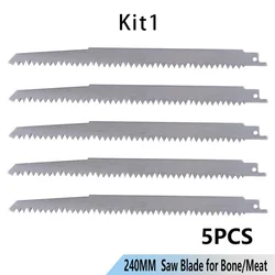 Lames de scie alternatives en acier inoxydable, 5 pièces, pour couper la viande glacée, accessoires en bois, 5 lames de scie 