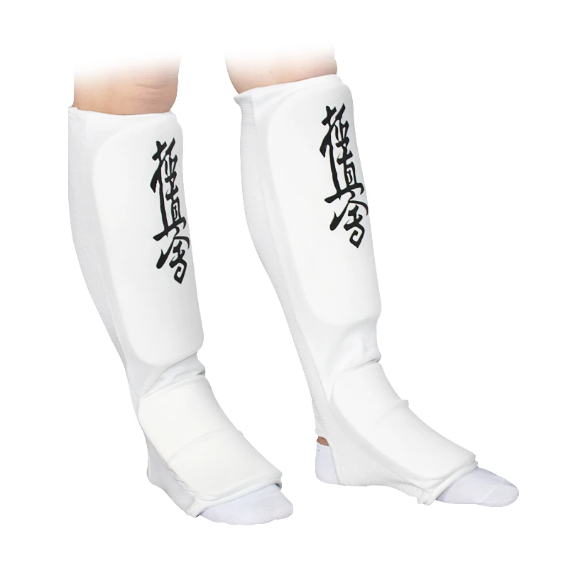 Хлопок боксерские щитки MMA подъем протекторы Защита ног TKD кикбоксинг pad Muaythai тренировка ног поддержка протекторы - Цвет: jizhen white