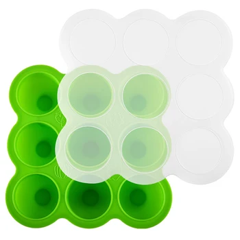 

Baby Food Storage Container and Freezer Tray with Silicone Clip-On Lid - 9X2.5Oz Easy-Out Portions