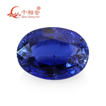 

Thailand cut royal blue color Artificial Sapphire oval shape corundum gem stone with cracks and inclusions