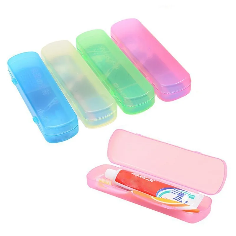 

Pack of 4 Different Color Travel Toothbrush Toothpaste Holder Case for Travel Use