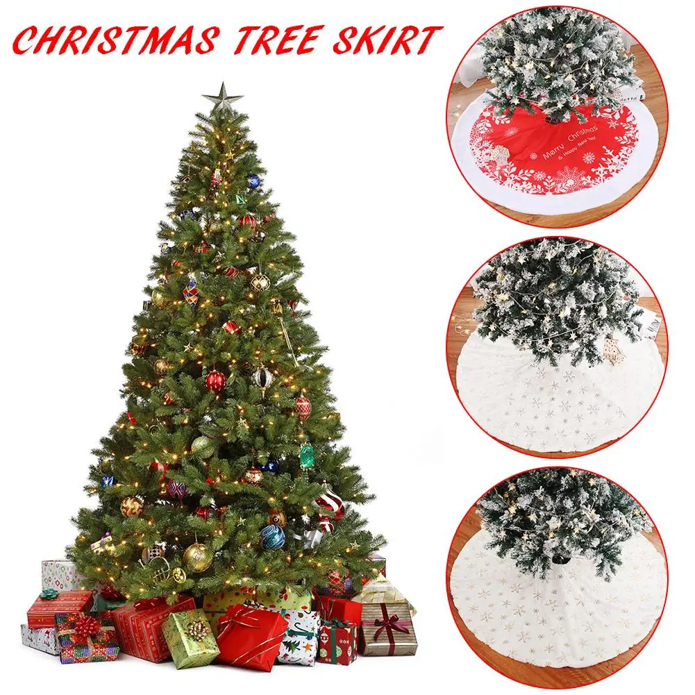 

Christmas Tree Skirt High-grade Snow Plush Tree Skirt Christmas Tree Decorations For Home New Year Decoration 90cm/122cm