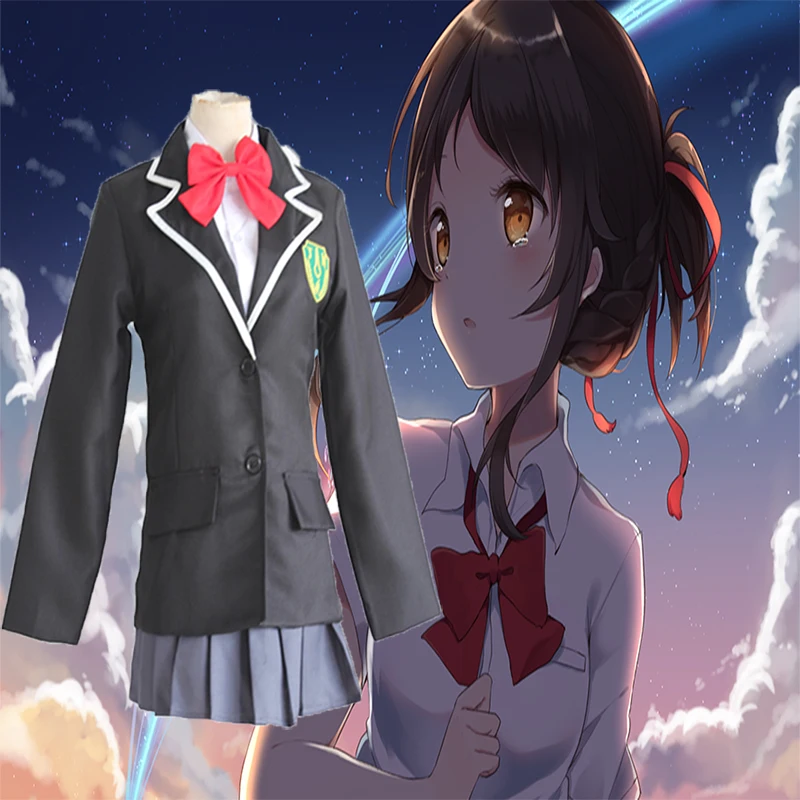 Anime Your Name Cosplay Costumes Mitsuha Miyamizu Costume School Uniforms Halloween Party Kimi No Na Wa | Тематическая одежда и