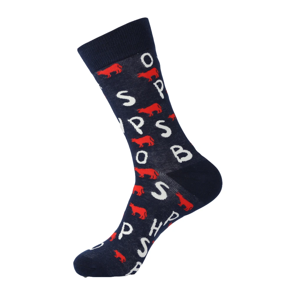 VPM новые цветные хлопковые мужские носки с круглым вырезом Веселые забавные носки с изображением лисы, космоса, Трампа, динозавра, собаки, прохладное платье, теплые носки, Свадебный Рождественский подарок - Цвет: B48