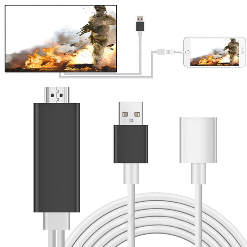 AAAE топ-зеркальный Кабель HDMI телефон к ТВ HD ТВ адаптер для iPhone X/XS Max/7/8 Plus/iPad