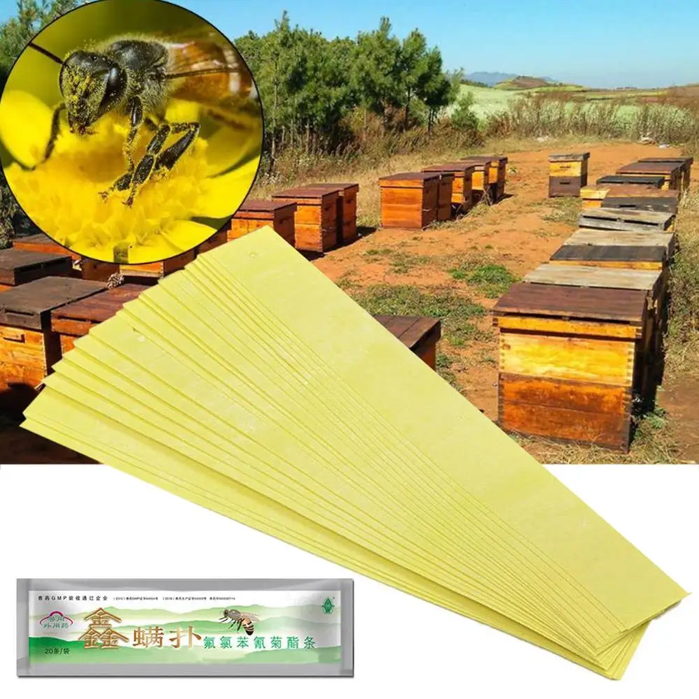 

20pcs Fluvalinate Strips Anti Insect Pest Controller Instant Mite Killer Miticide Bee Medicine Mite Strip
