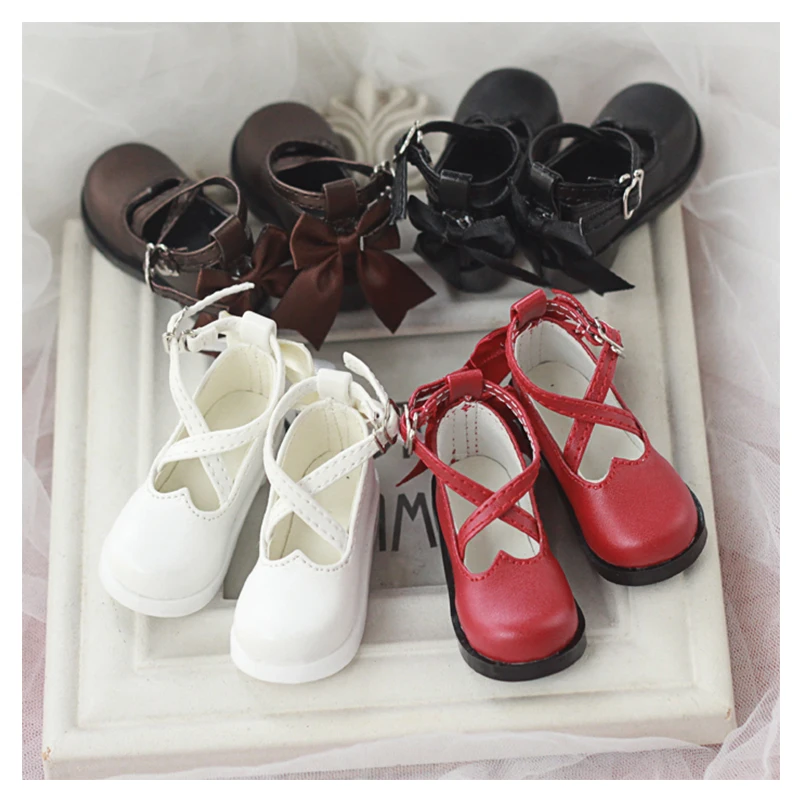 1/4 BJD shoes 6.2cm doll shoes with bowknots for 1/4 BJD shoes MDD doll accessories 4 colors cross style doll shoes