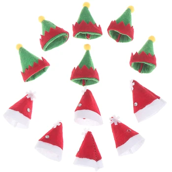 

6 Pcs/lot Lollipop decor Christmas Hat Small Mini Candy Santa Claus Cap Decoration Party DIY decor