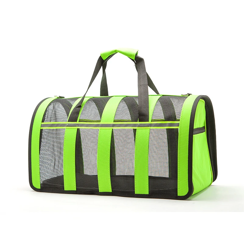 Модные дышащие сумки-переноски для маленьких собак и кошек, прочная нейлоновая дорожная сумка для питомцев, сумка для переноски на плече с ручкой - Цвет: Зеленый
