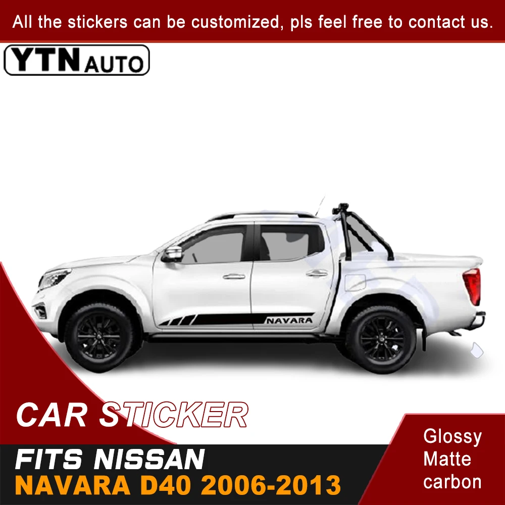 2 шт. автомобильные наклейки для Nissan Navara D40 2006 2007 2008 2009 2010 2011 2012 2013 черная полоса