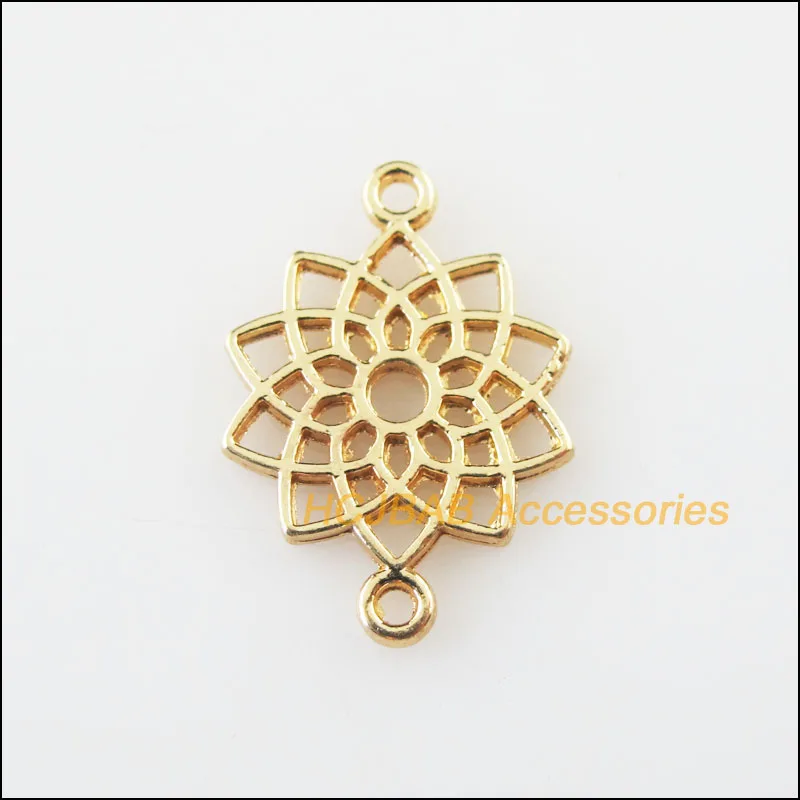 

15 New Lotus Flower Charms KC Gold Plated Connectors Pendants 14x20mm