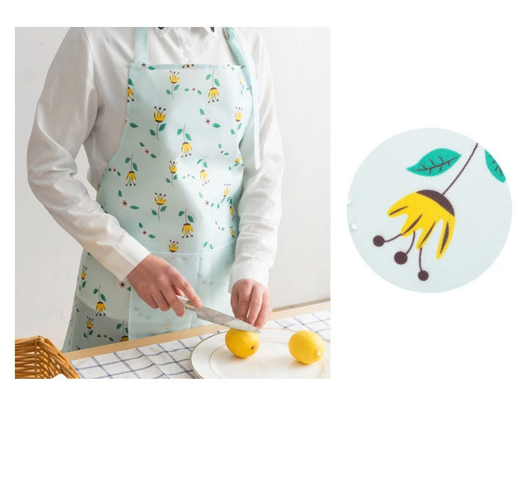 Водонепроницаемый Фартук для женщин и мужчин регулируемый маслостойкий милый цветочный принт Кухонный Фартук с карманом для приготовления выпечки