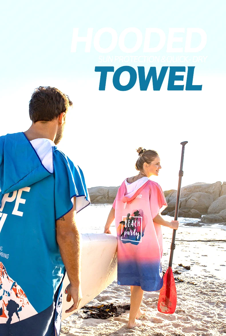Микрофибровое полотенце с капюшоном для Для женщин Для мужчин анти-УФ супер абсорбент пляжный отдых на природе для плавания и серфинга; водолазная открытый изменение халат пончо