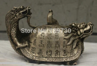 free shipping&lt&lt&lt Chinese China Folk Culture Handmade Bronze Silver Statue Dragon incense burner |