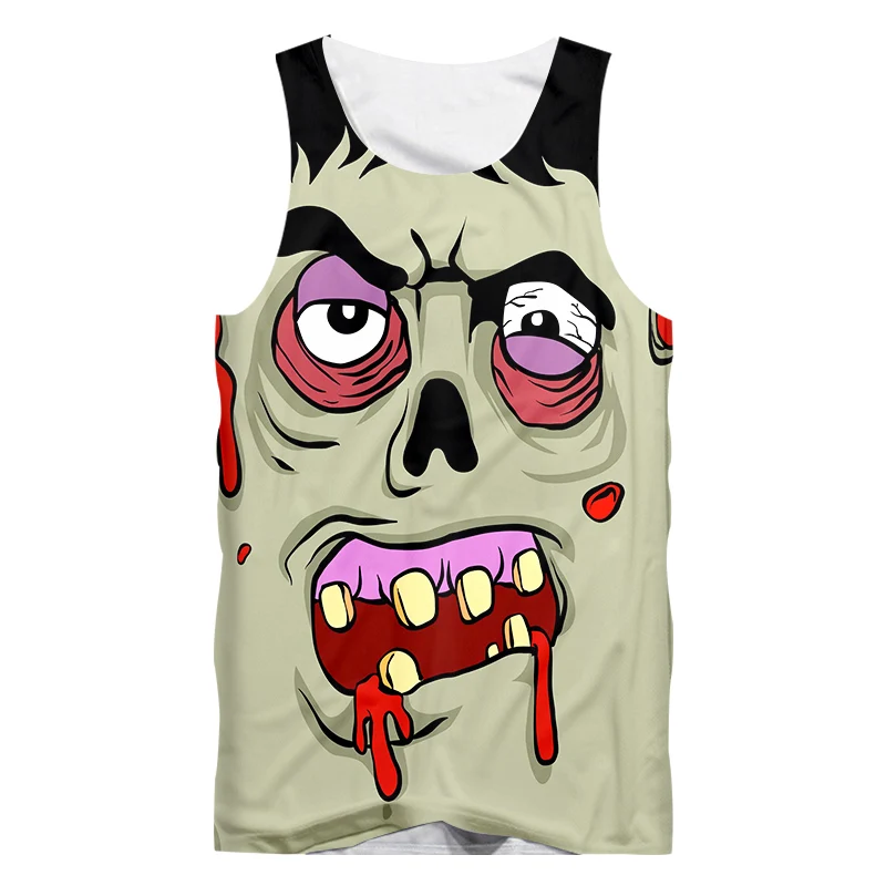 Лето Хэллоуин человек уродливый зомби лицо жилет уличная одежда Лидер продаж майка 5XL мужская одежда с 3D принтом