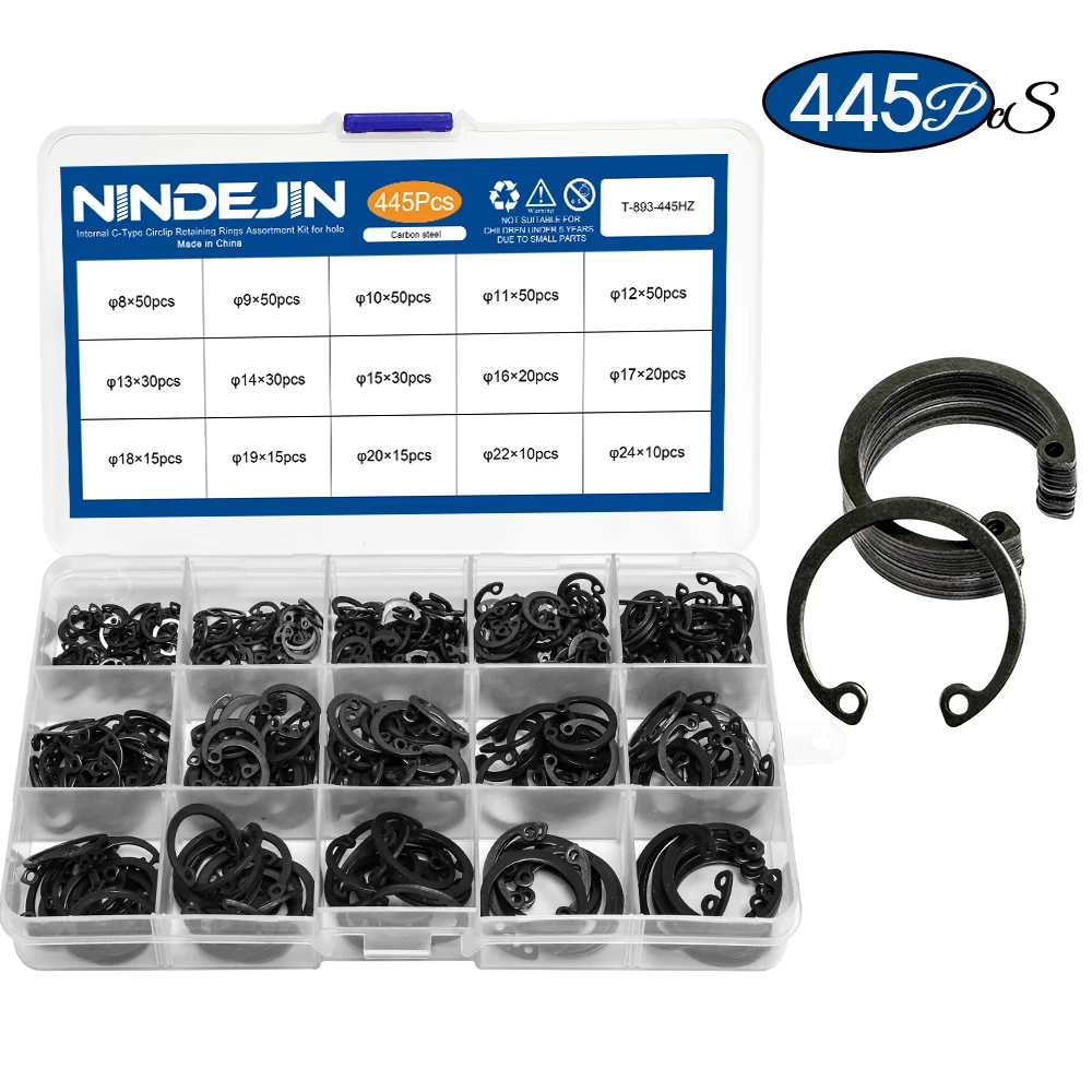 

445pcs C type internal circlip retaining rings assortment kit for hole stainless steel carbon steel circlip snap rings DIN472