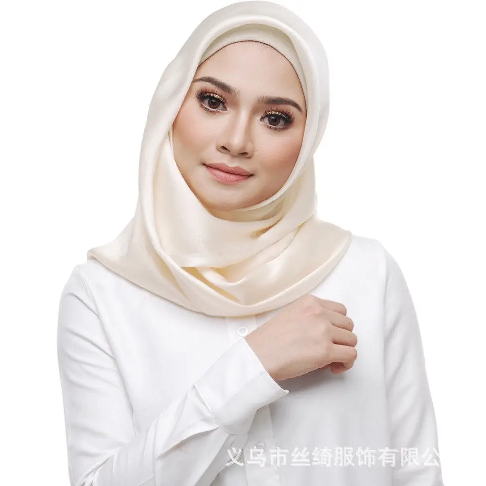 Малайзийский атласная шарф-снуд на голову, хиджаб исламский простой шаль на голову одежда арабский головной убор хиджаб femme musulman - Цвет: 21