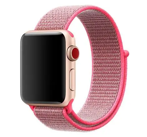 Горячая цветной нейлоновый ремешок для Apple Watch серии 4 44 мм 40 мм ремешок для часов спортивные полосы для iwatch 42 мм 38 мм 3 2 1 серия 5 - Цвет ремешка: Ярко-розовый