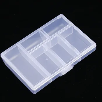 

6 Grids Compartments Transparent Storage Box Collection Organizer Case with Lid For Stationery Tape Sticker Eraser Jewelry