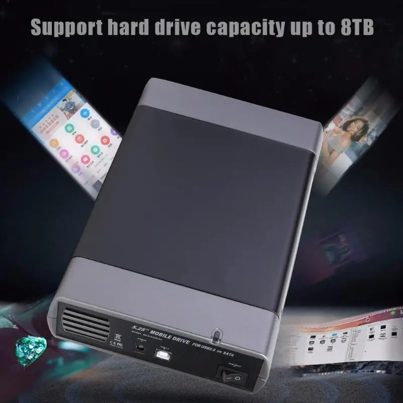Американский стандарт 5,25 дюймов жесткий диск чехол USB2.0 Поддержка рабочего стола мобильный 3.5in жесткий диск SAT interfac максимальная поддержка 8T