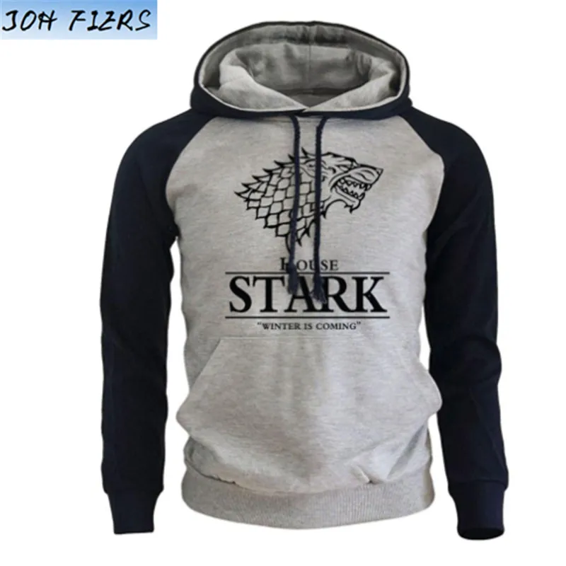 

2019 Raglan Hoodies For Men House Stark The Song of Ice and Fire Winter Is Coming Men's Sportswear Game Of Thrones Sweatshirt