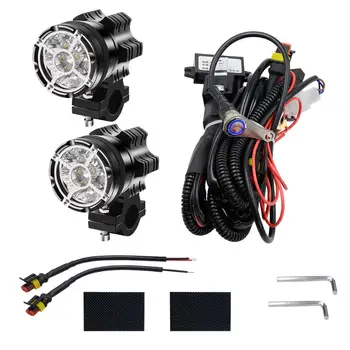 

2PCS Motor light Motorcycle HeadLights 5500LM Spotlight 12V 9 lamp beads 90W Motorbike Headlamp Waterproof Fog Bulb Super bright