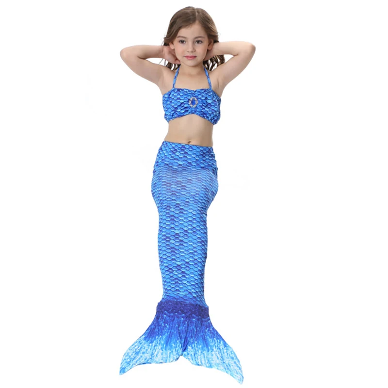 

3Pcs Little Mermaid Tails for Swimming Costume Mermaid Tail Cosplay Girls Swimsuit Kids Children Swimmable suit
