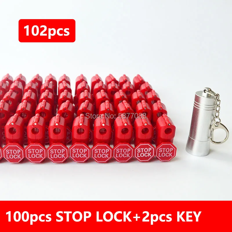 

102pcs Stop Lock and Magnetic Key Detacher For Hanging Merchandise On Hooks Display Peg Hook Security Little Red Hook Lock