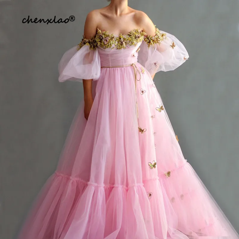 same as image Robe de soiree розовое вечернее платье длинное кружево с бисером с открытыми плечами Половина рукава длина до пола вечернее платье vestido de festa - Цвет: same as image