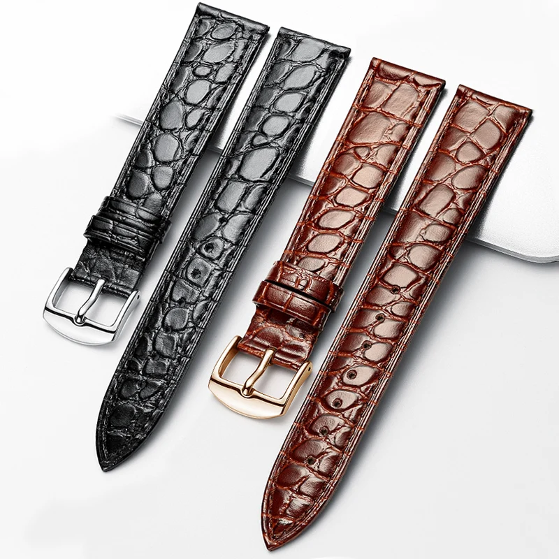 

20mm 21mm 22mm Black Brown High Quality Watchband Crocodile Leather Watch Strap Replacement Watch Band