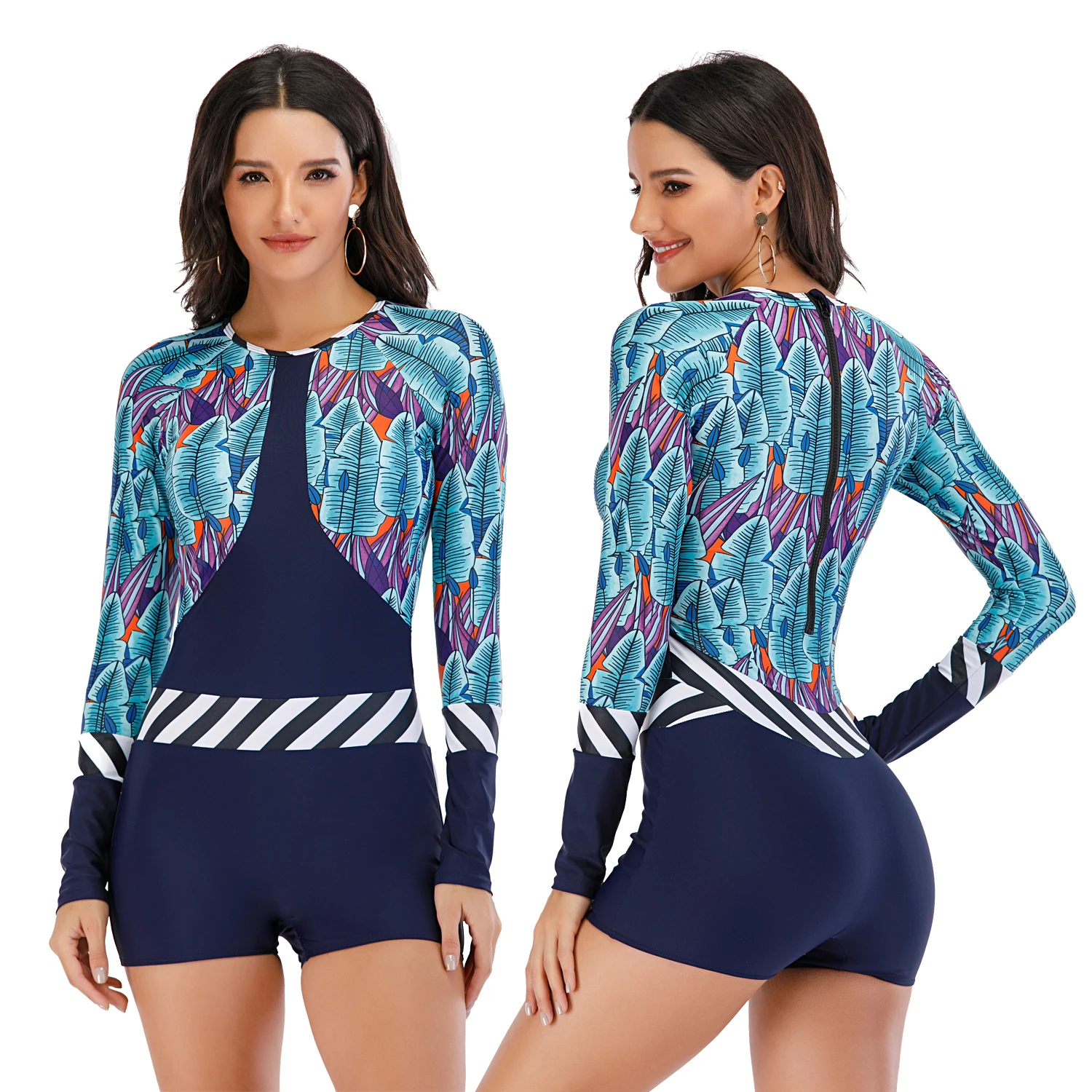 2020 New Rash guards Wetsuit Diving Skin Women One-piece Long Sleeve Jumpsuit Swimsuit Swimwear Beach Clothes Bathing Suit