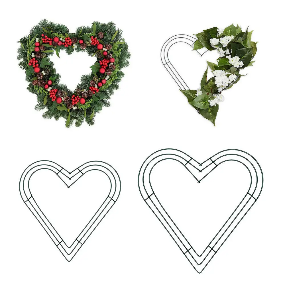 8/10/12/14inch Floral Metal Wire Wreath Frame Round Heart Shaped Artificial  Flower Christmas Wedding Valentines Wall Decor - AliExpress