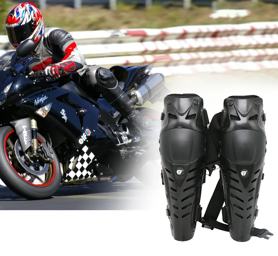Sclmotos- Black/Red Motorcycle Racing Motocross Knee Protector Pads Guards Protective Gear Motor-Racing Guards Safety Gears Race