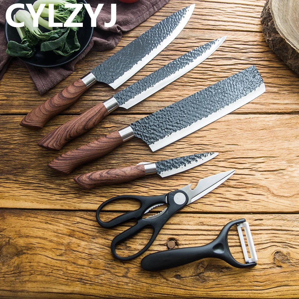 4 pcs Ensemble de couteaux de cuisine en acier inoxydable avec