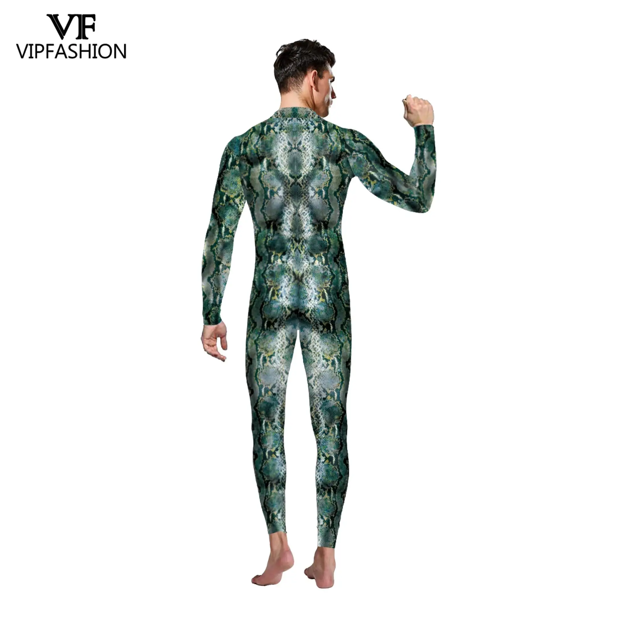 VIP FASHION Women Snake Print Jumpsuit Men Carnival Purim Halloween Costume 3D Printing