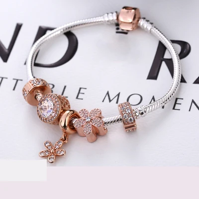 

Kristie Store High Quality 1:1 100% 925 Sterling Silver New Snake Bone Vintage Rose Gold Flower Clasp Bracelet Free Shipping