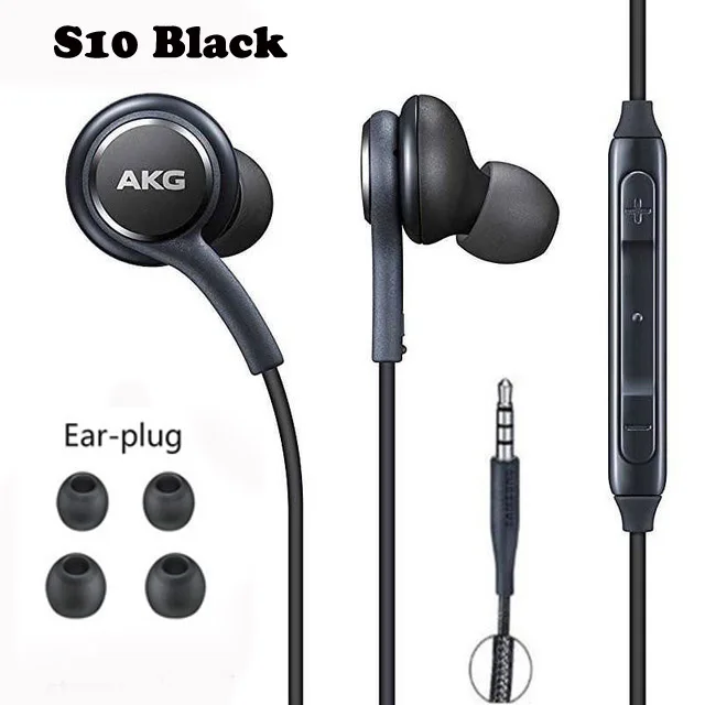 AKG наушники EO IG955 3,5 мм наушники-вкладыши проводной микрофон Регулятор громкости гарнитура для samsung Galaxy S10 S9 S8 S7 S6 huawei xiaomi смартфон - Цвет: s10 black