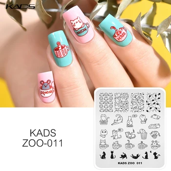 

KADS 12 Different Design ZOO Series Animal face cat dinosaur Nail Art Stamping Template Nail Tools nail stencil