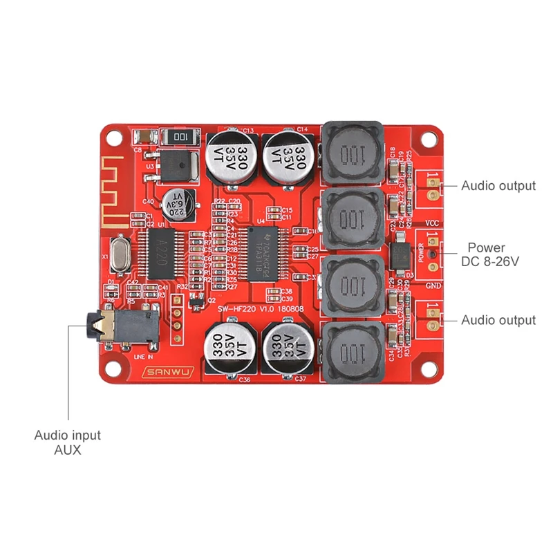 AAAE топ-Bluetooth 5,0 приемник Tpa3118 стерео цифровые 2X30 Вт Dc 8В до 26V усилитель мощности платы Hi-Fi для Динамик