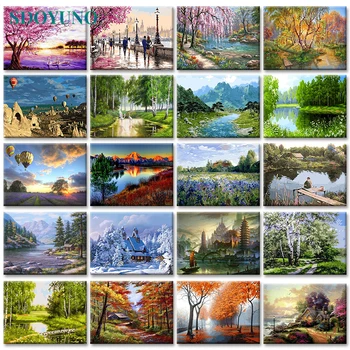 

SDOYUNO 40x50cm Frameless painting by numbers Nature Landscape On Canvas pictures by numbers Home Decoration DIY For Unique Gift